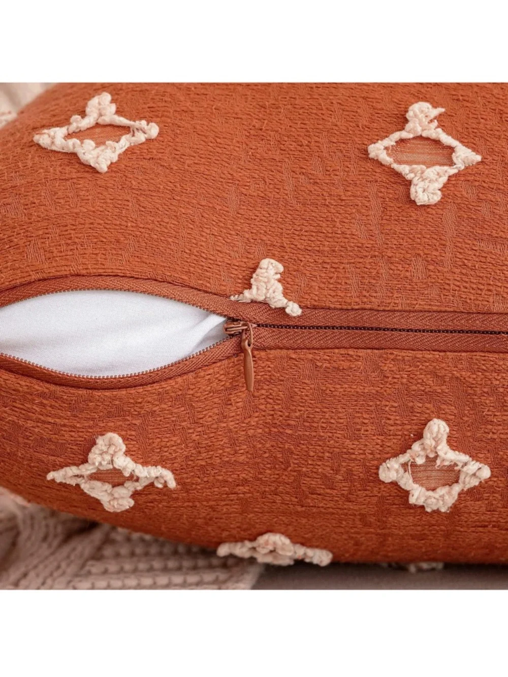 Rustic Orange Decorative Throw Pillow Covers Rhombic Jacquard Pillowcase 18x18